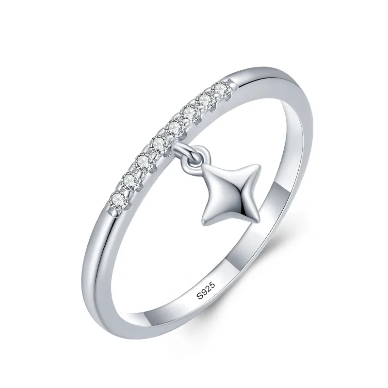 

2022 October Colloctions Silver Jewelry Vintage Purple Crystal Couple's Wedding Silver Rings for Women SmartBuy