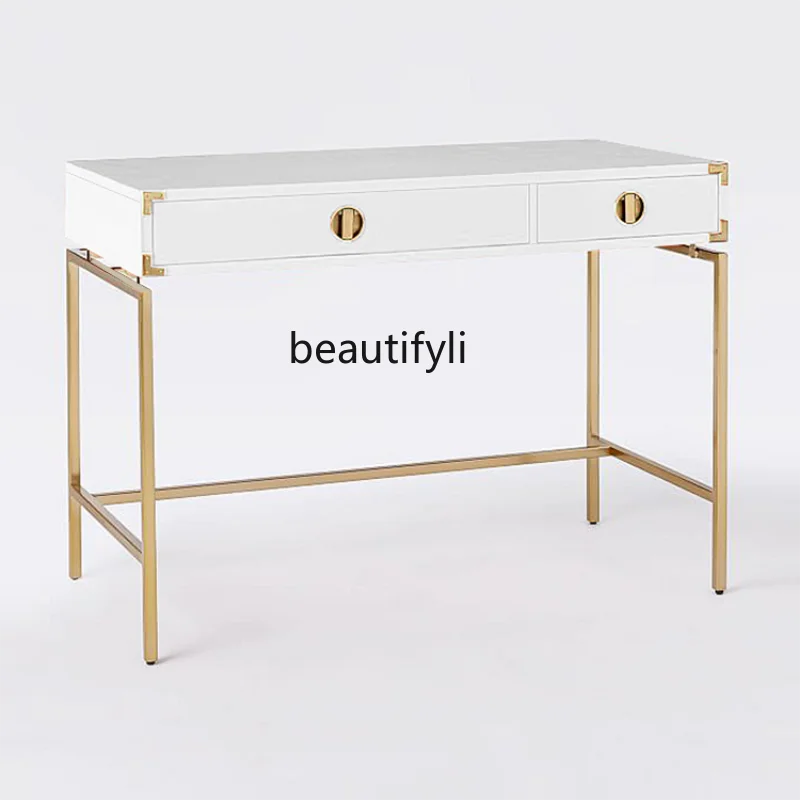 

Nordic Modern Minimalist Modern Mild Luxury Retro Storage White Paint Home Long Dressing Table Office Writing Desk furniture