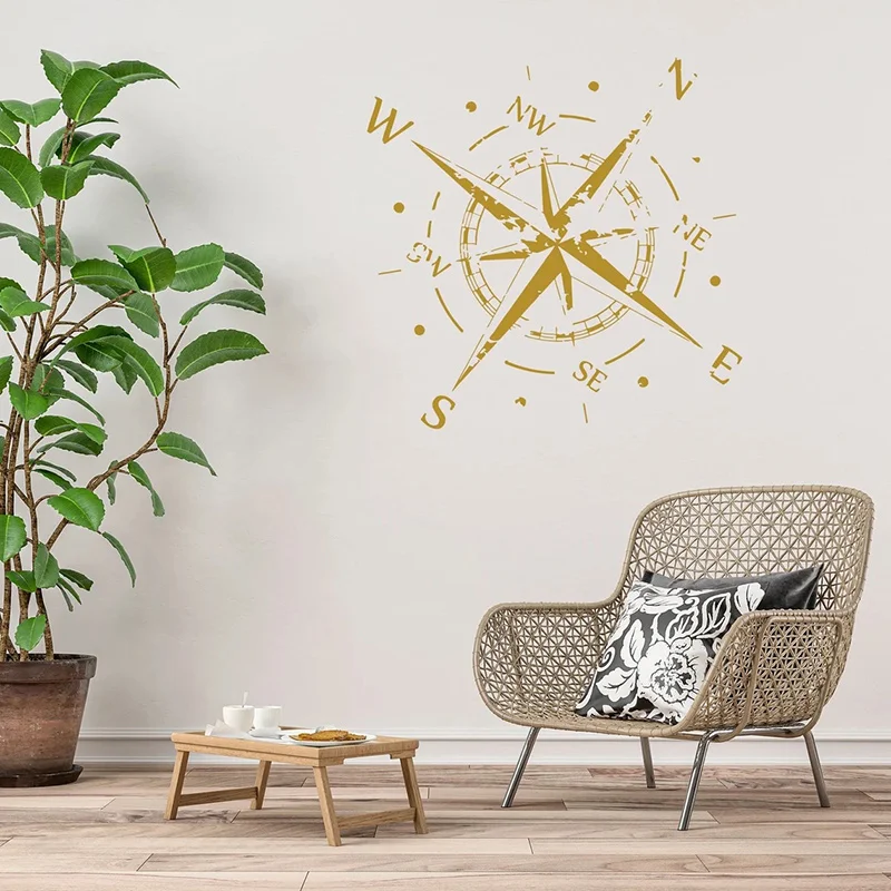 Bussola nautica Rosa Decalcomanie da muro Navigare Nave Oceano Mare Decorazioni per la casa Camera da letto Decorazione per la scuola materna Adesivo artistico rimovibile AB38 - immagine 4