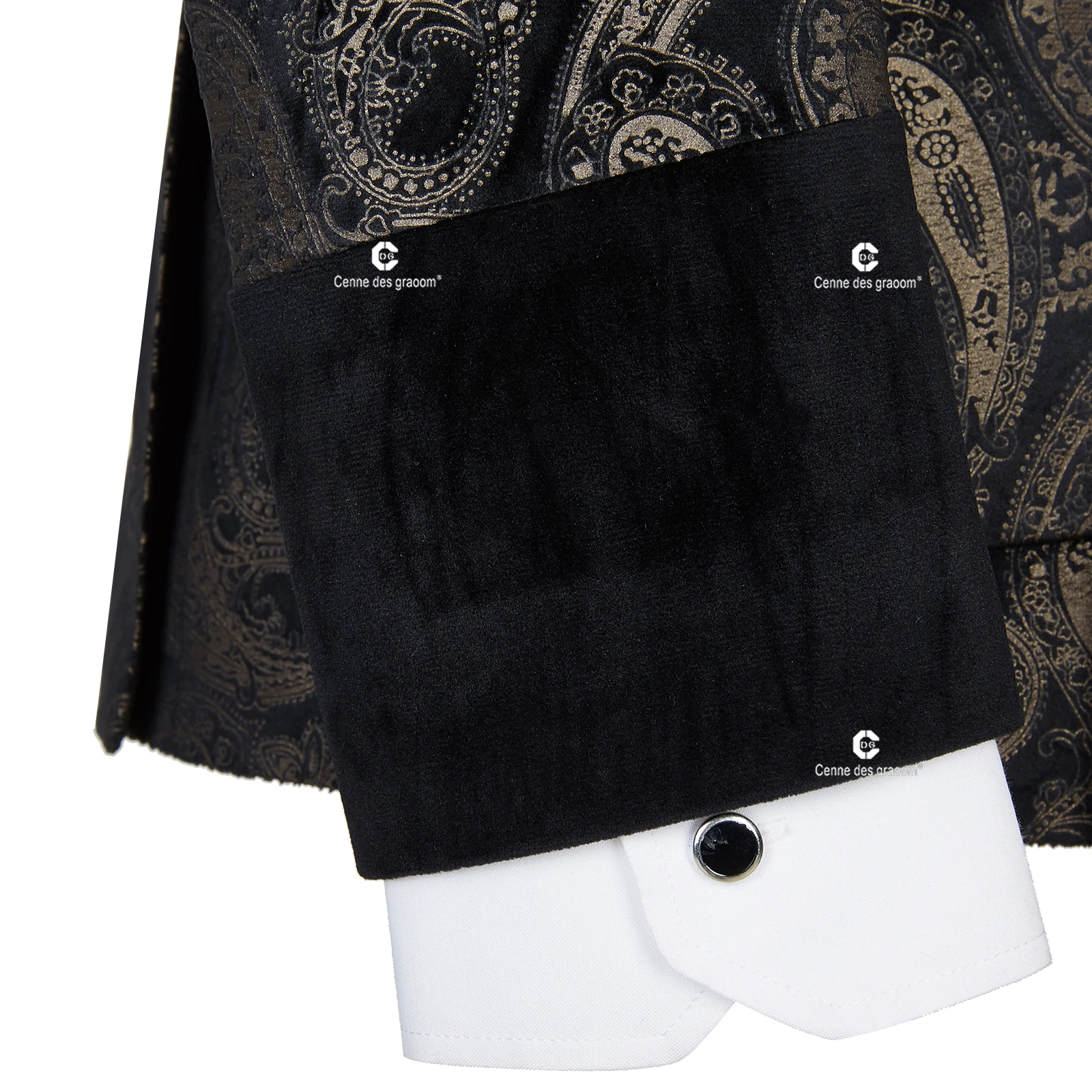 Cenne Des Graoom 2023 New Men's Suit Paisley Tuxedo For Wedding Double Breasted Shawl Velvet Lapel Jacket 2 Pieces With Belt 3