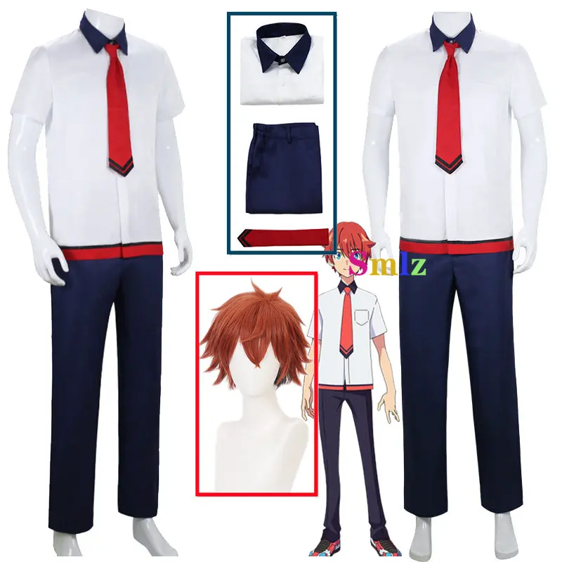 

Hibiki Yuuta Cosplay Anime SSSS.GridMan Costume Men School Uniform Shirt Pants Tie Wig Halloween Set