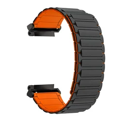Premium Silicone Magnetic Strap - Universal Replacement Wristband for Amazfit T-Rex Pro (Black Orange)