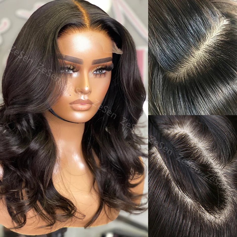 Synthetic Short Bob Wave 4x4 Silk Base Wig For Black Women Heat Resistant Fibe Hair Glueless Lace Front Wigs Cosplay Daily Wear