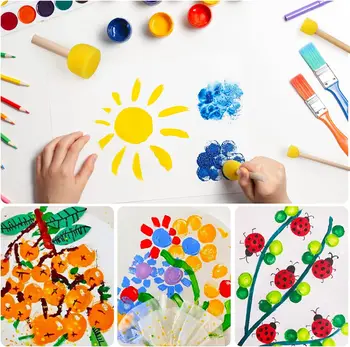 5pcs Round Sponges Brush Painting Set , Paint Sponges Dabbers Acrylic Painting Tools for Kids Arts and Crafts 5