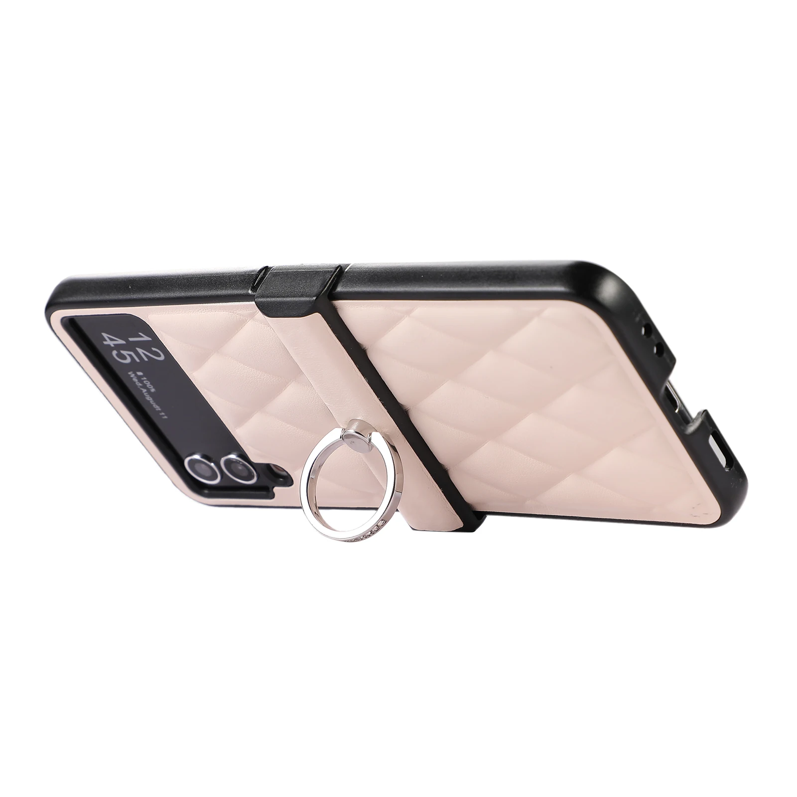 Elegant Leather Folding Phone Case with Ring Stand - All-Inclusive Protective Cover