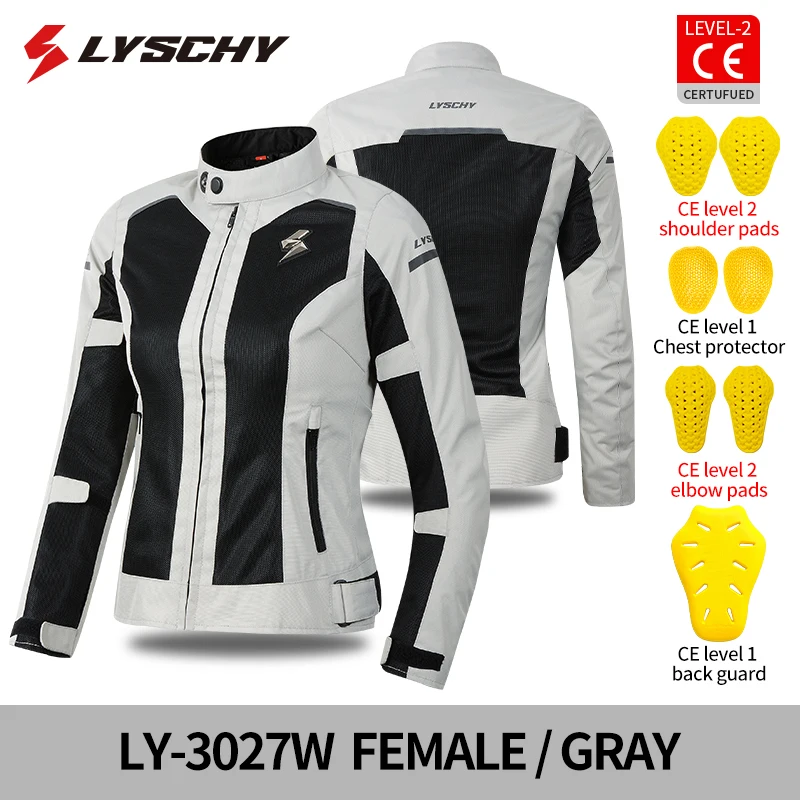 LYSCHY 남녀공용 여름 통기성 메쉬 라이딩 탑 천, 낙하 방지 오토바이 보호 기어 랠리 레이싱 재킷, CE1/2