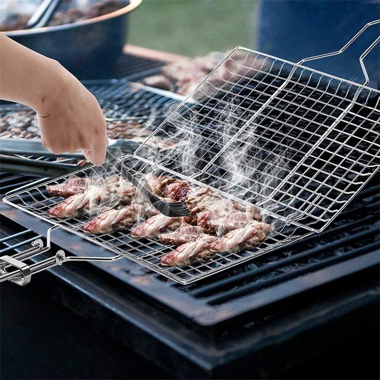 BBQ Grill Basket Foldable Portable Stainless Steel