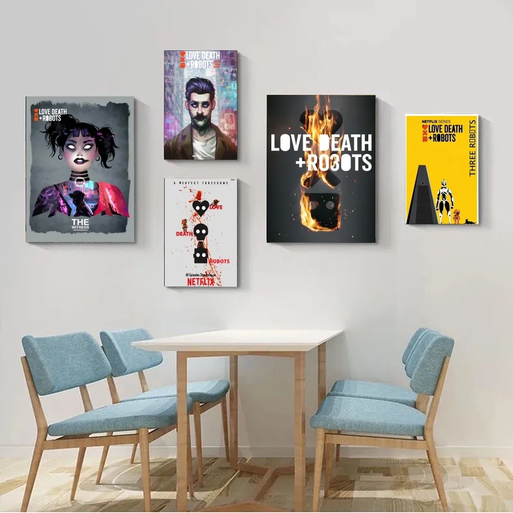 Love Death Robots Poster Poster Carta Kraft Vintage Poster Wall Art Painting Study Estetica Art Small Size