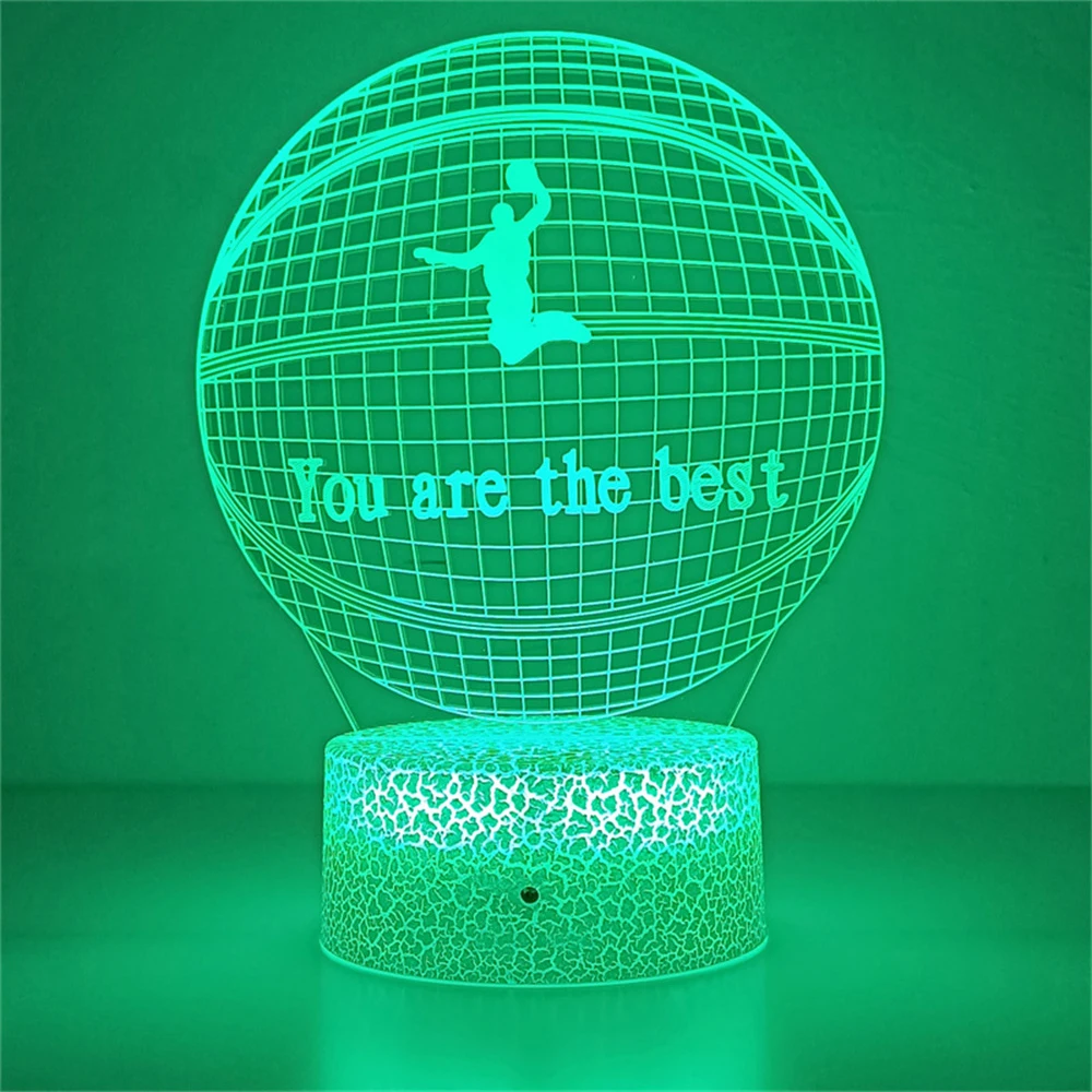 3D Basketball Man Night Light With Remote - LED Lamp With Multiple Colors & Modes, USB/Battery Powered
