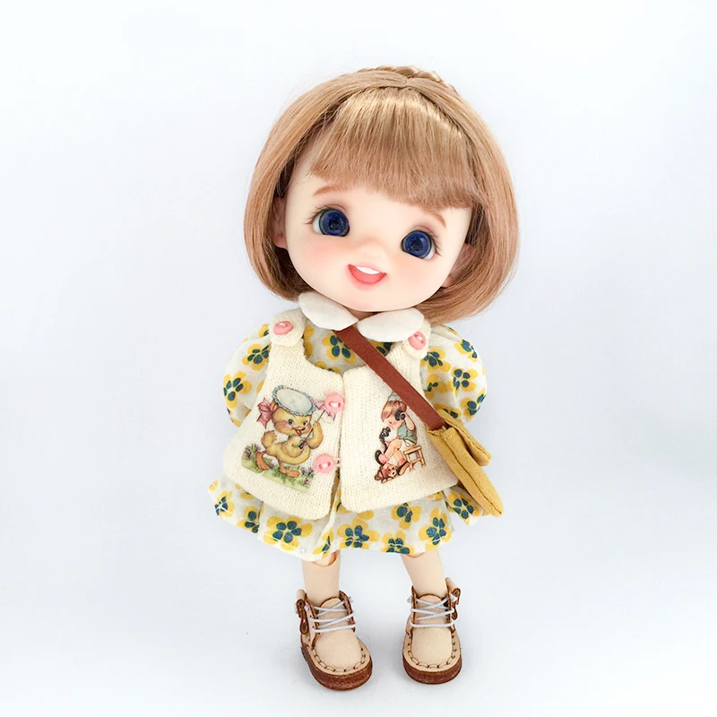Ob11 Ins Dress Clothes Suit Lolita Dolls Dress With Floral Pattern Outfit Skirt Hat For 1/12 Bjd Obitsu 11 Gsc Ymy P9 Molly Doll 3