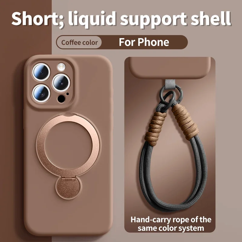 ตัวเลือกสินค้า เคสซิลิโคนเหลวแม่เหล็กพร้อมสายคล้อง ป้องกัน iPhone