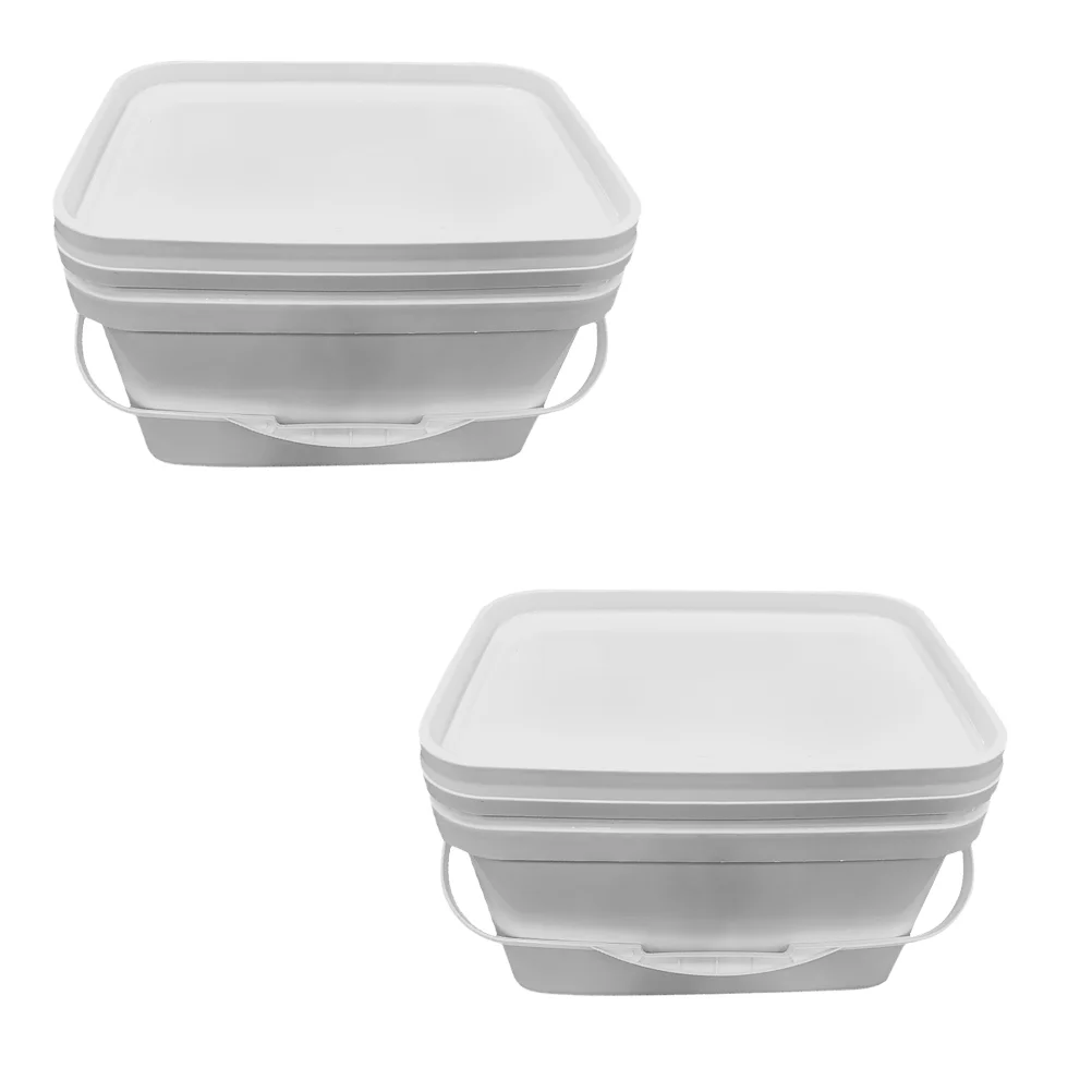 

2 Pcs Paint Bucket Rectangular Plastic Food Grade Pail with Lid Pp Storage Holder