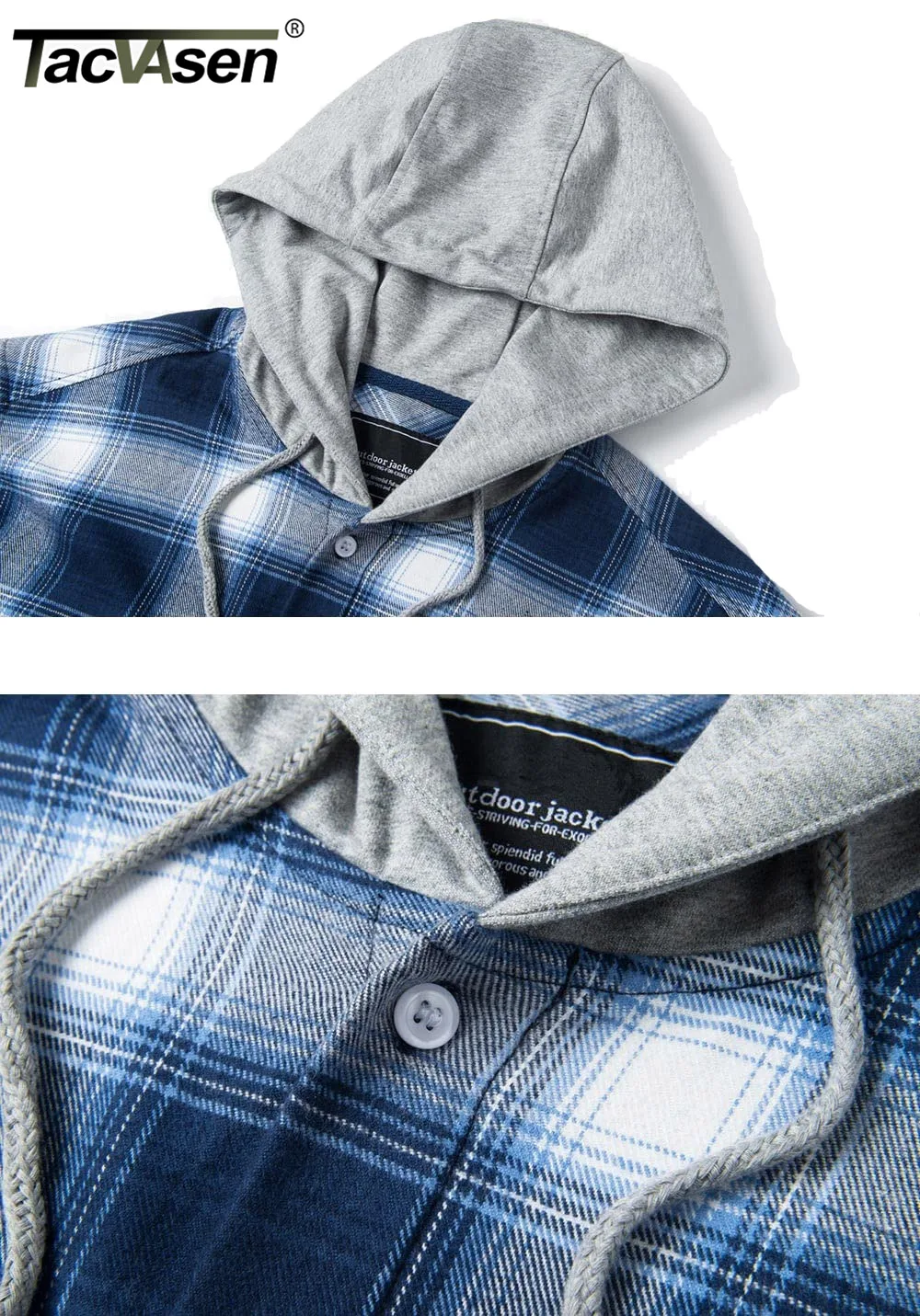 Camicia Flanella Uomo Con Cappuccio - A Quadri, Maniche Lunghe, Tessuto Morbido, Casual Per Autunno E Scuola