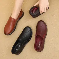 Women Genuine Leather Shoes Spring Autumn Brown Female Casual Shoes Black Mom Ladies Cozy Classic Leisure Loafer Shoes - Image 5