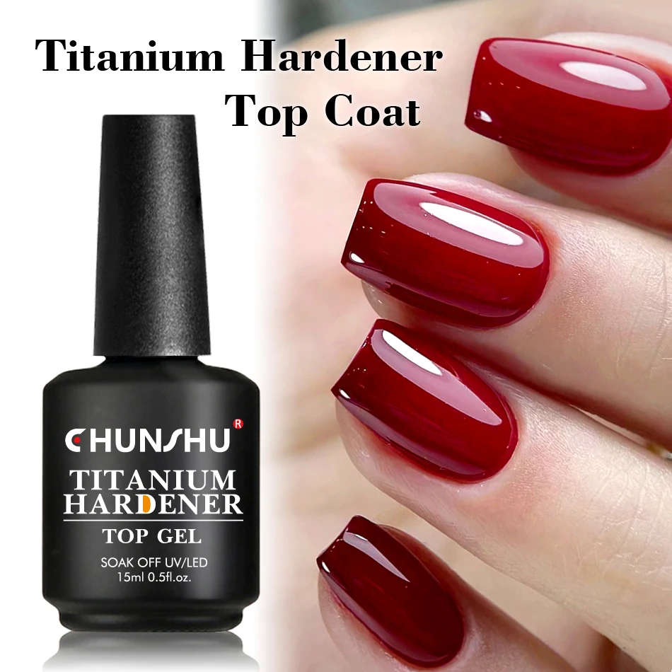 CHUNSHU UpgradesTempered Top Coat 15ml Long Wear No Wipe Titanium Top Gel Varnish Sealing For Manicure Super Shining Diamond Top 2