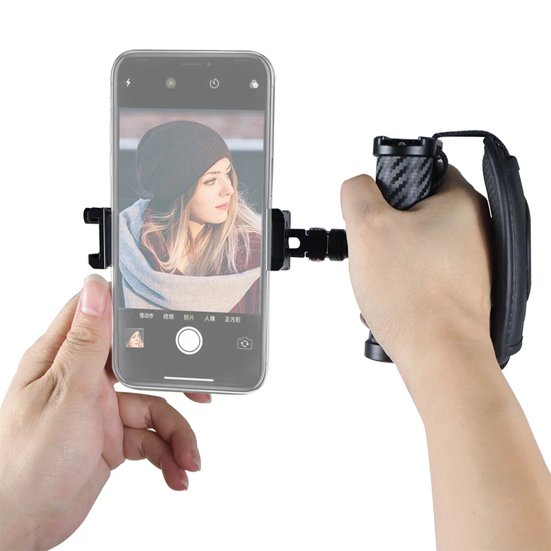 Handy Handst änder Telefon halter Halterung drehbar faltbar Handgriff Aluminium für Selfie Vlog Videofilm Live-Filmemacher – Detail 21