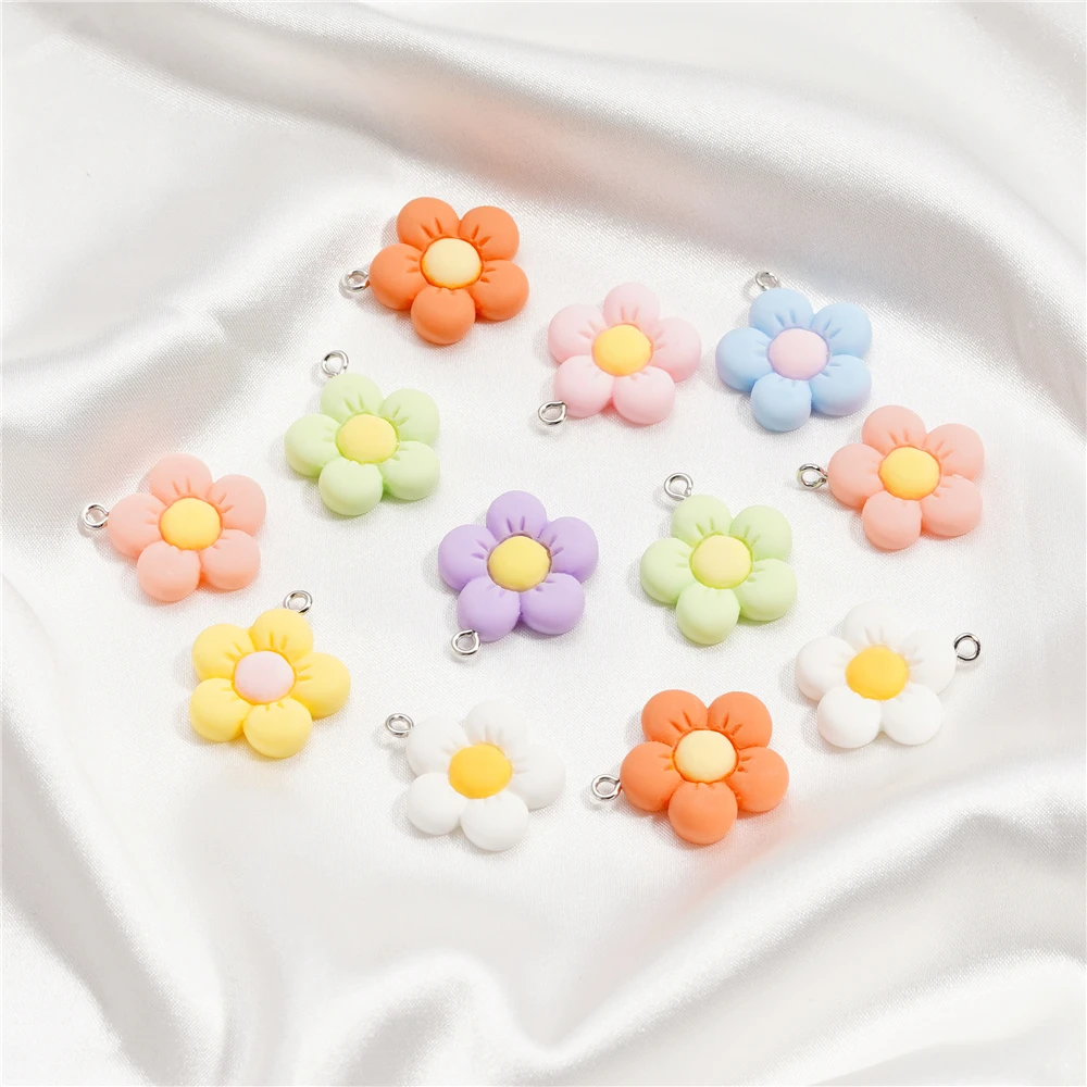 10 Teile/los 21*25mm Bunte Acryl Nette Blume Form Lose Charme Anhänger für Halskette DIY Handwerk Schmuck Machen zubehör – Detail 6