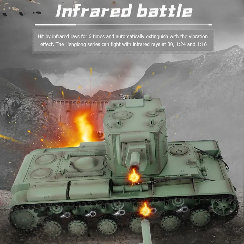Henglong 3949 Soviet Kv-2 Heavy Tank 1:16 Remote Control Tank Kv-2 Can Launch Smoke Tracks Military Remote Control Toy 3