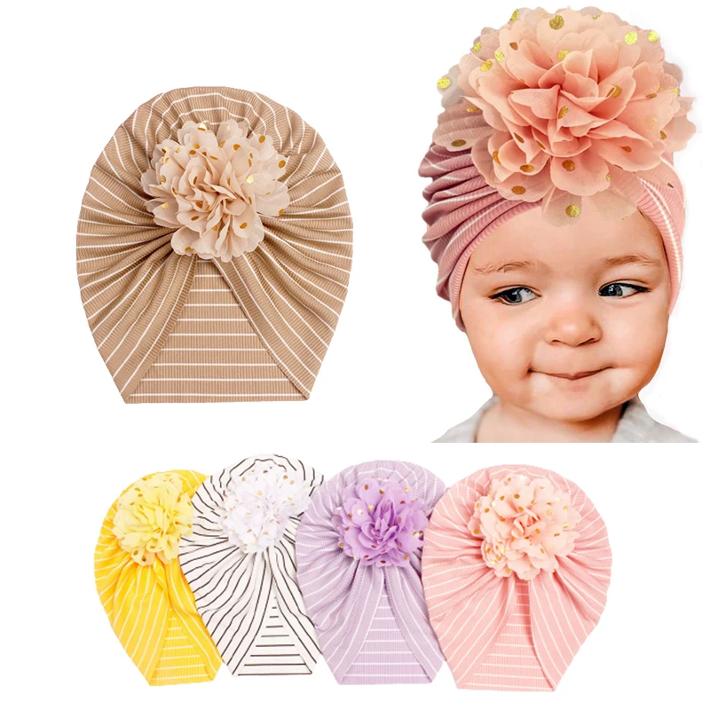 

Cute Flower Baby Hat Girls Accessories Soft Turban Autumn Toddler Newborn Cap Bonnet Headwraps Kids Beanies Caps