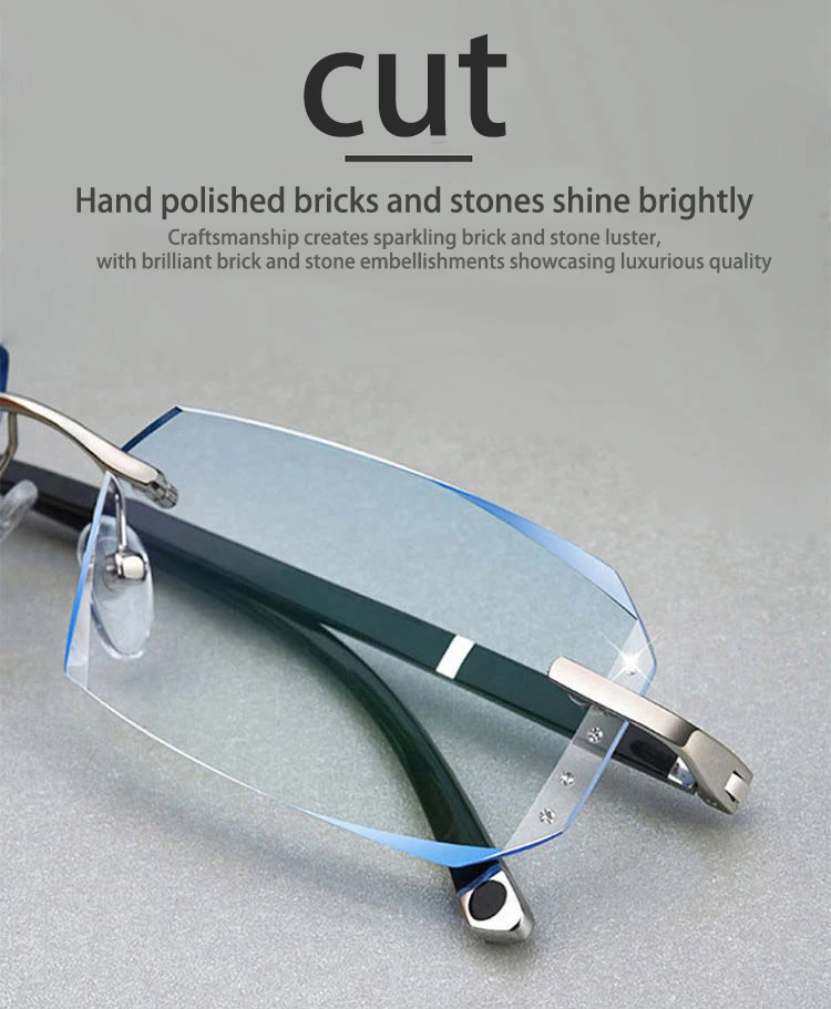 Shatar Frameless Diamond Cut Edge Reading Glasses For Men And Women Ultra LIght High-Definition Anti Blue Light Presbyopia 4