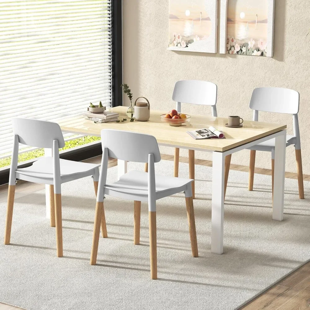 Caf&eacute; Chairs, Wooden Dining Chairs Set of 4, Modern Dining Side Chairs Set w/Ergonomic Backrest, Wide Seat & Sturdy Wooden Legs