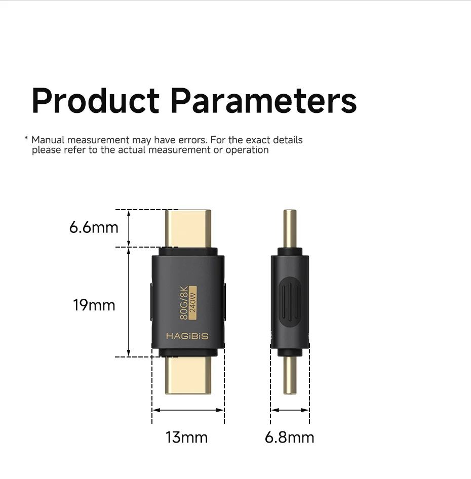 Hagibis USB-C Male to Male Adapter 80Gbps High-Speed