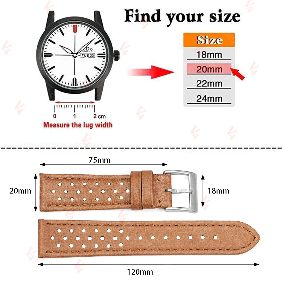 Premium Vintage Calfskin Leather Watch Band - Breathable Sport Bracelet Accessory