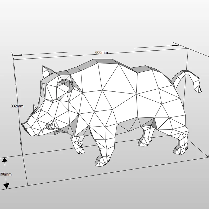 Wild Boar Paper Model Papercraft 3D Origami Home Decor Decoration Room Ornament Stereoscopic Sculpture DIY Puzzles Toys 60cm