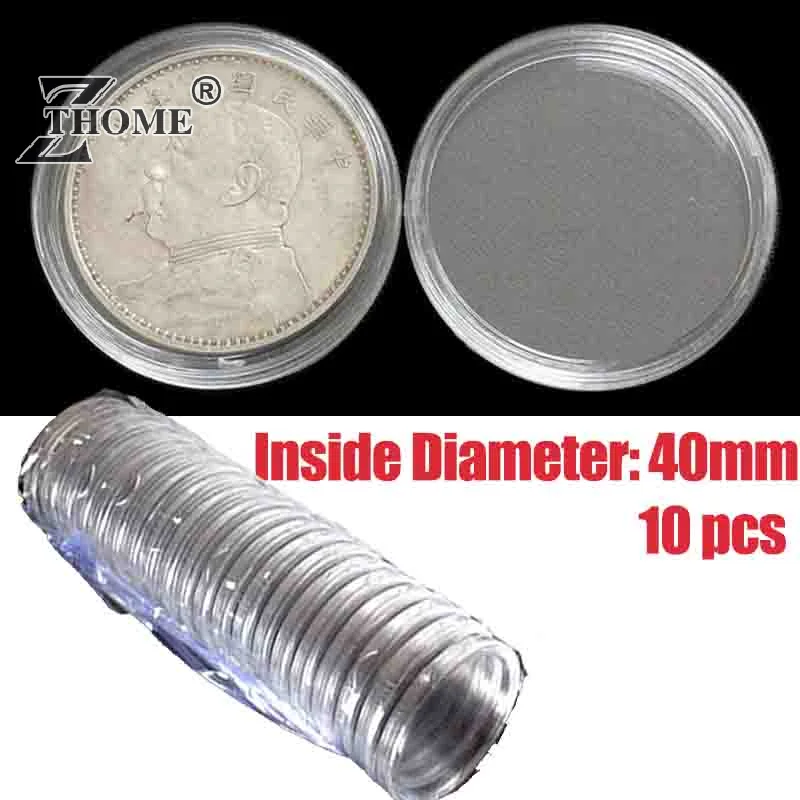 10pcs 40mm Applied Clear Round Cases Coin Storage Capsules Holder Round ...