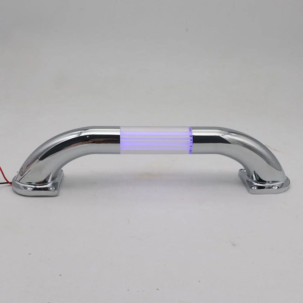 12V LED RV Entry Door Grab Handle Blue Lighted Assist Bar 300 Lbs Capacity Waterproof Motorhome Accessories