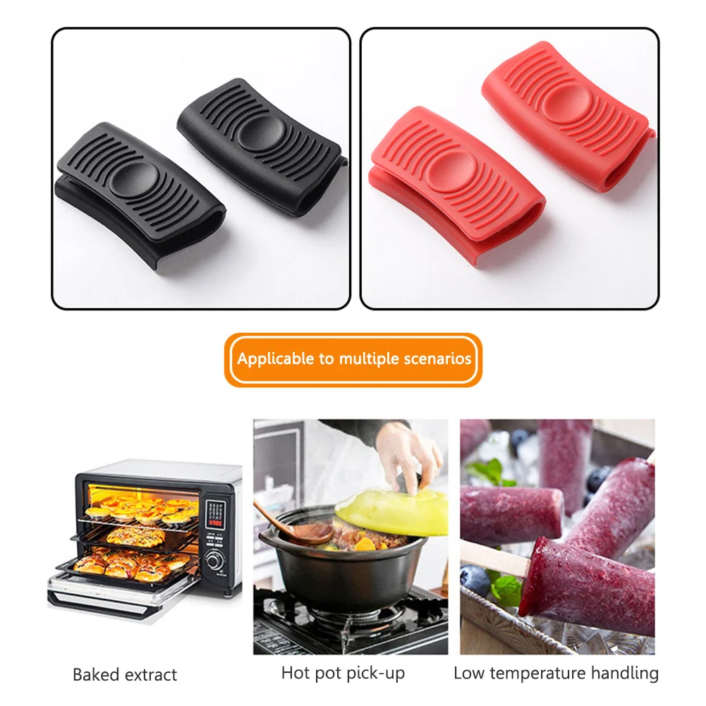 Pot Handle Cover 2/4pcs Silicone Anti-Scald Pot Handle Grip Cover Soft Pot Holder Sleeve Glove Pan Handle Cover for Frying Cast Iron Skillet Pan