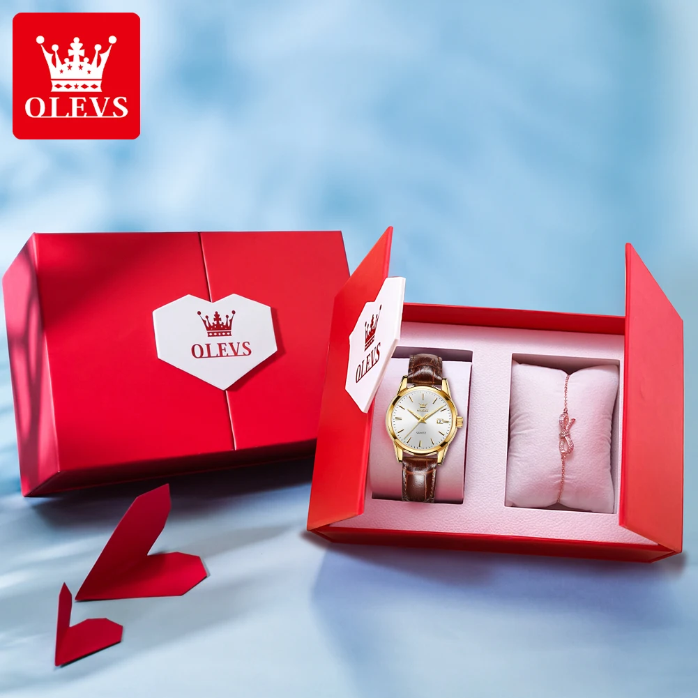 OLEVS 6898 ساعة نسائية أصلية ساعات كوارتز حزام من...