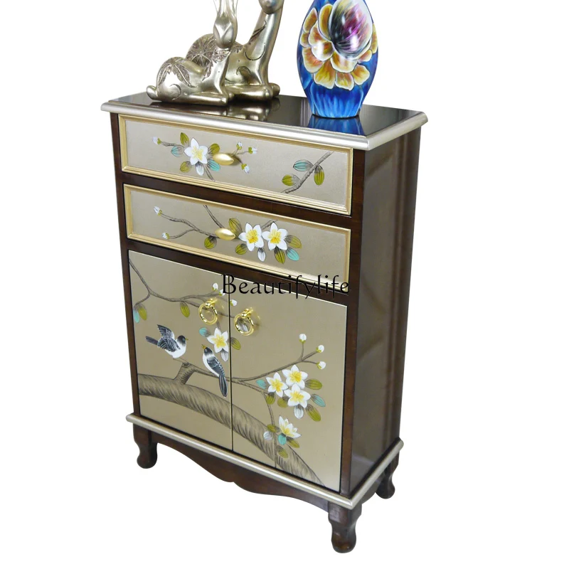 

New Chinese Style Home Entrance Cabinet American Painted Wall Storage Cabinet