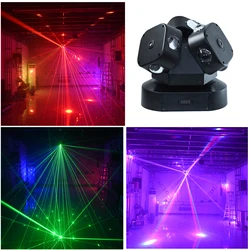 Three Head Rotating Moving Head Light 3 Arm Rolling Stroboscopic Laser RGBW LED Lights Stage DJ Disco Bar
