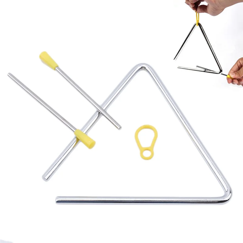 1Set Triangle Orff Musical Instruments Band Percussion Educational Musical Triangolo With Firing Pin for Children 4/6/8 inch
