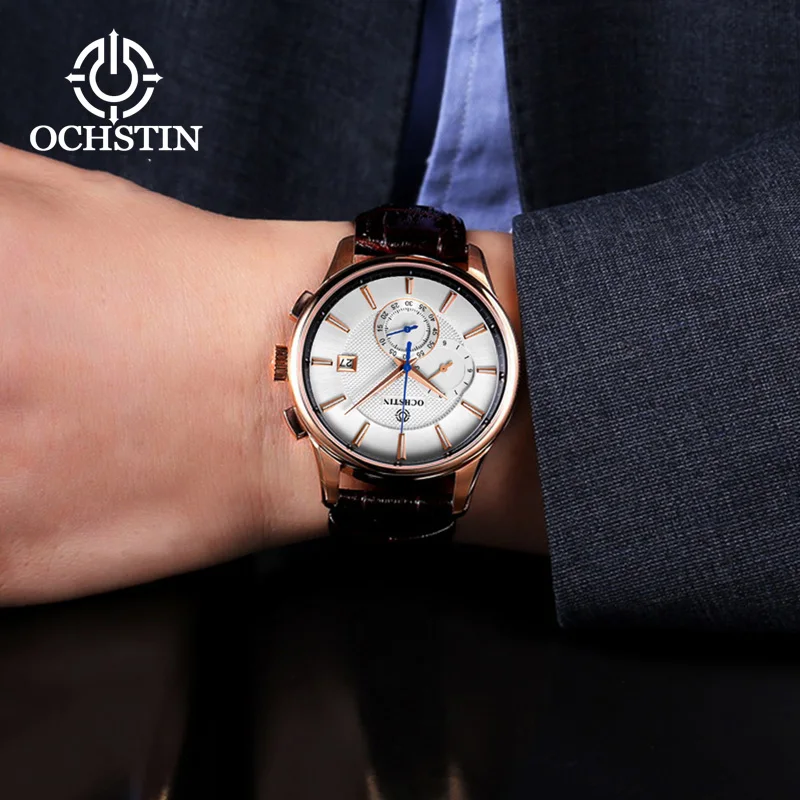 OCHSTIN Hot Model 2024 Avenger Chronograph Series Casual Hundred Japanese Multifunction Quartz Movement Men's Quartz Watch