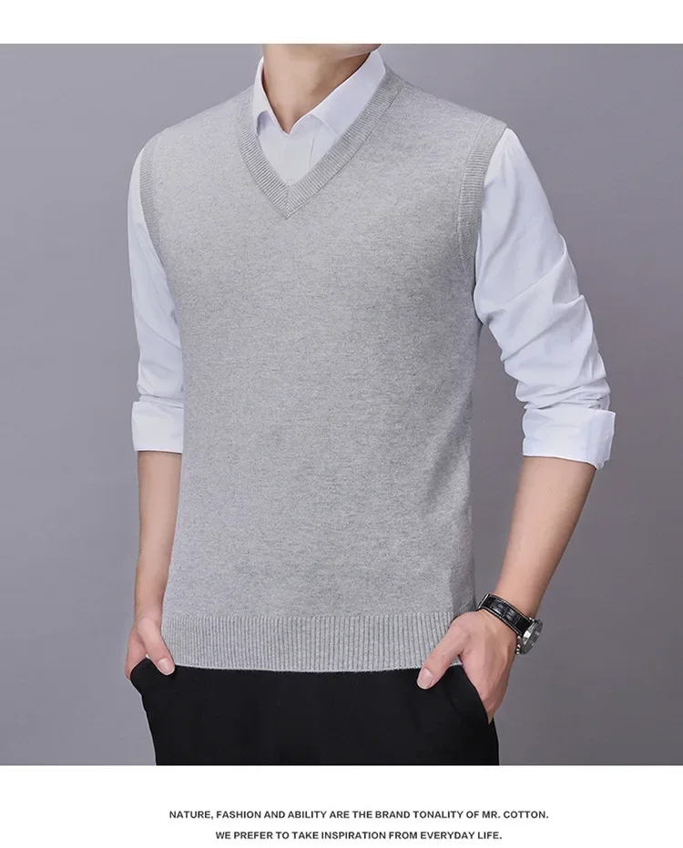 Description Picture 4 of itemMen's Winter Sweater Vest Autumn New Mens Vest Korean Fashion Business Men Clothing Knitted Sweater Oversize 3XL