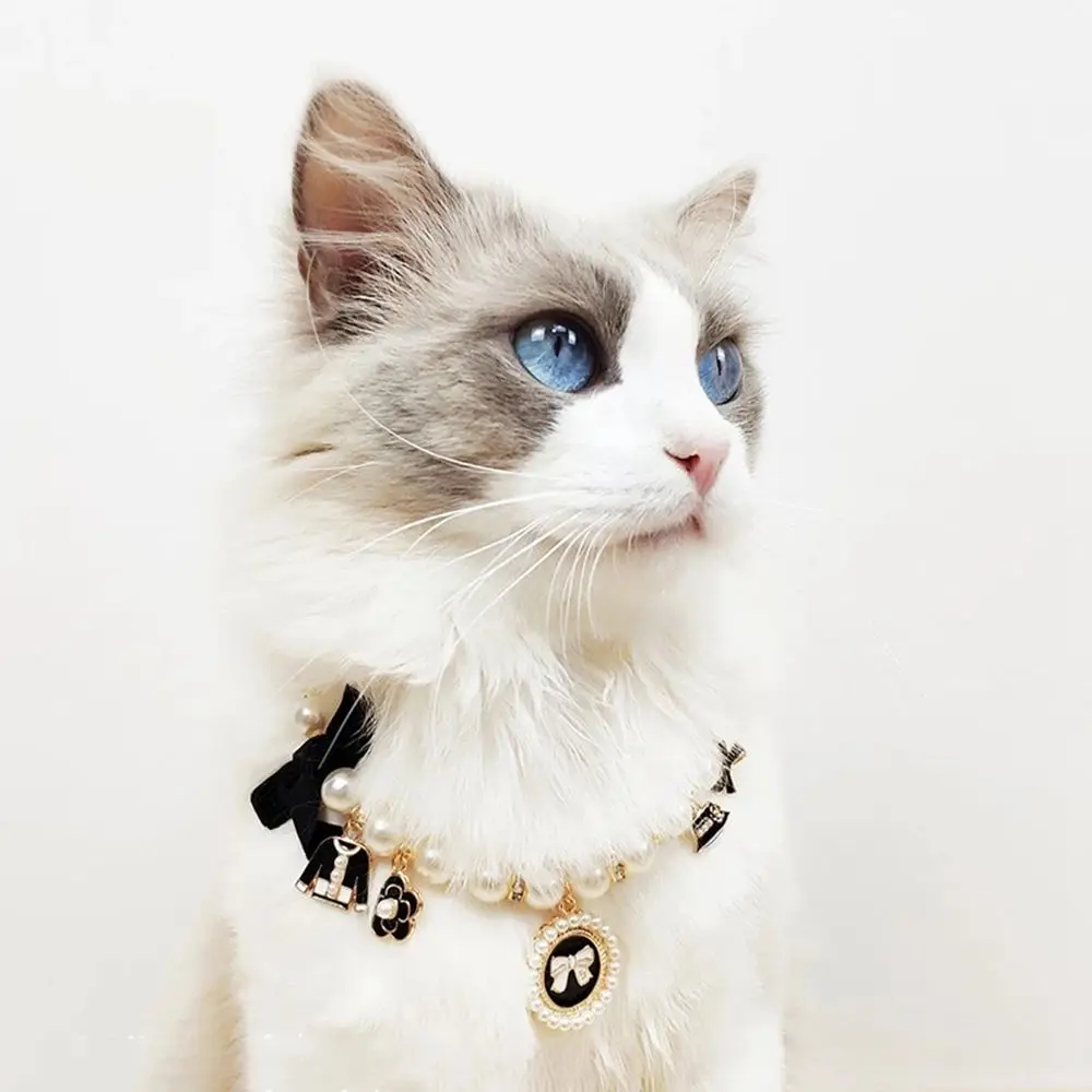 Pink Wedding Jewelry Stuff Puppy Accessories Princess Rhinestone Pearl Pet  Collars Bow Collar Cat Jewelry Necklace