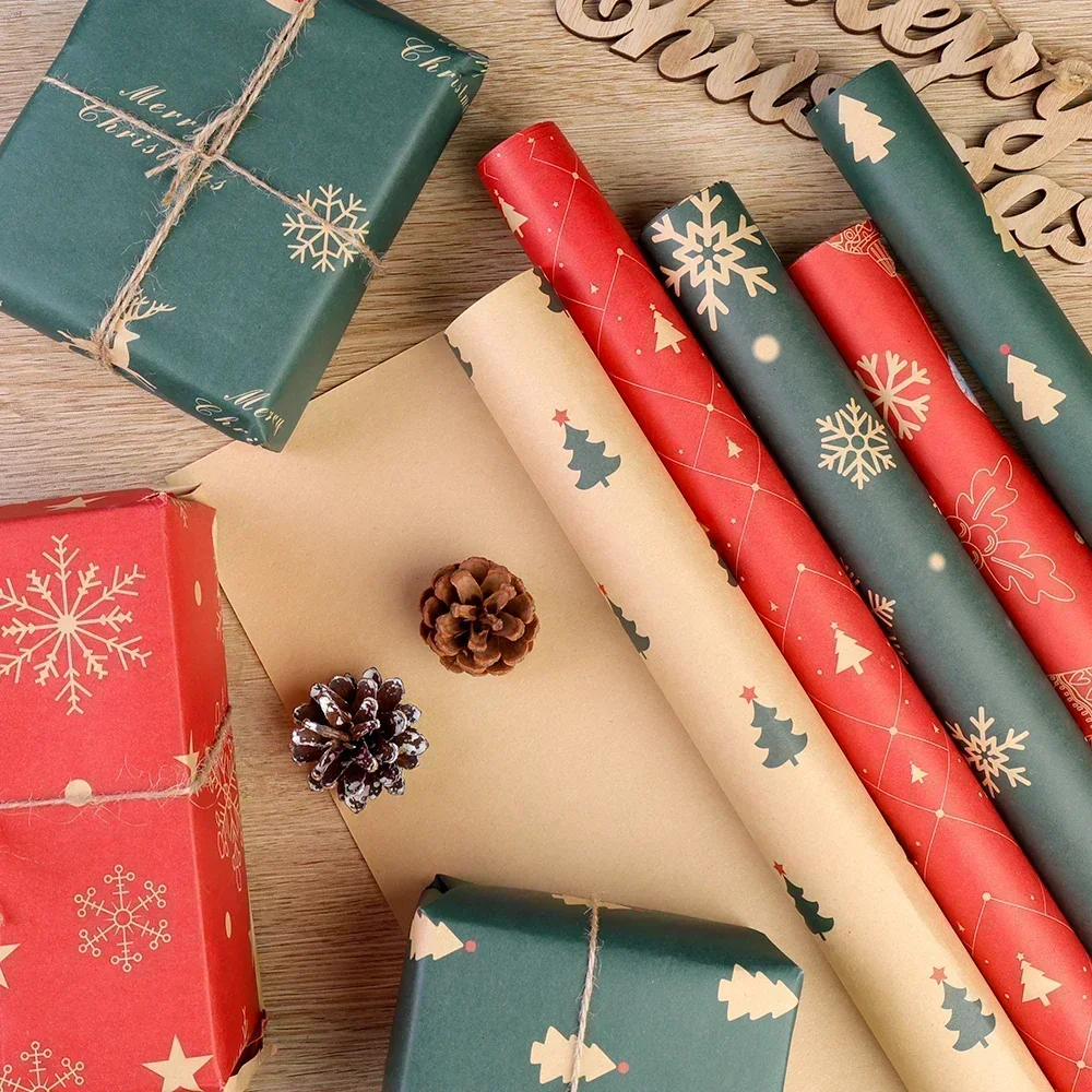 Christmas Gift Wrapping Small Stars, Christmas Trees, Snowflakes Christmas  Special Wrapping Paper Vintage Craft Paper - AliExpress