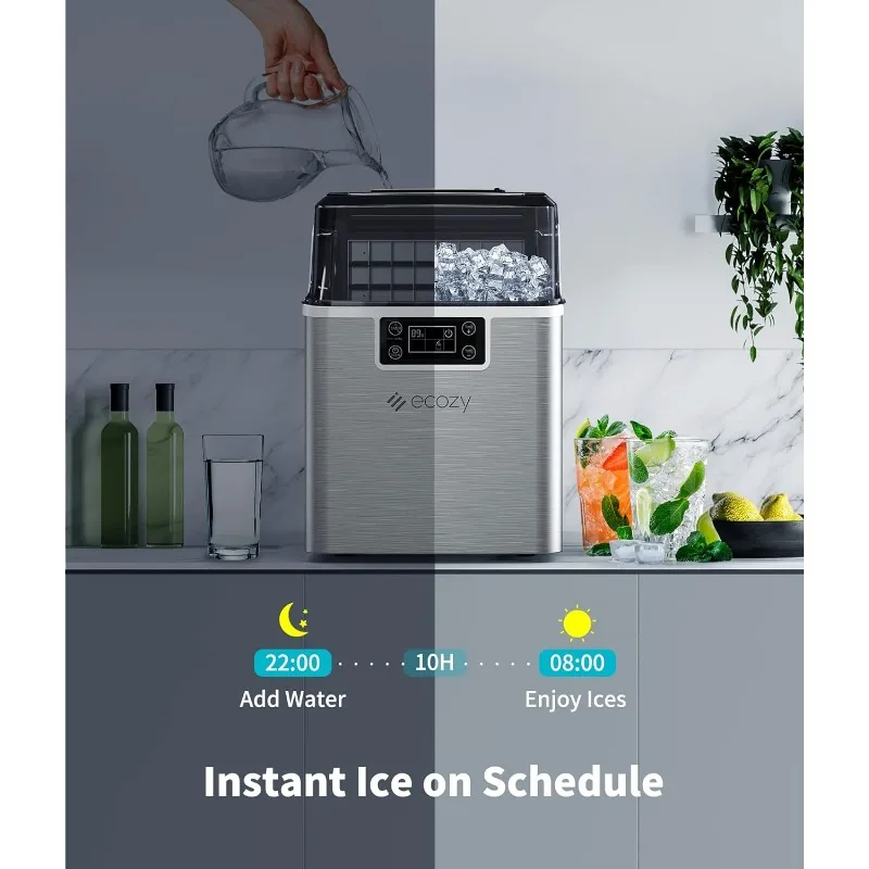 ecozy Countertop Ice Makers,24 Cubes Ready in 13 Mins,Stainless Steel  Housing,Auto Self-Cleaning Ice Maker Ice Bags Ice Scoop - AliExpress