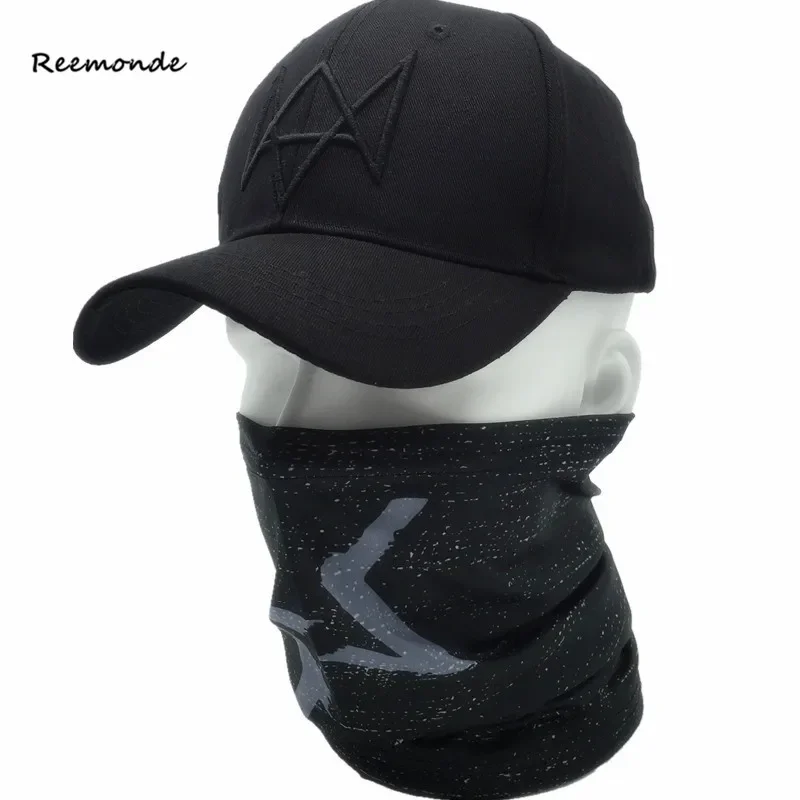 

REEMONDE Fashion Aiden Pearce Cosplay Masks Hat Adjustable Black Dad Snapback Baseball Cap Halloween Hip Hop Men Bone Caps