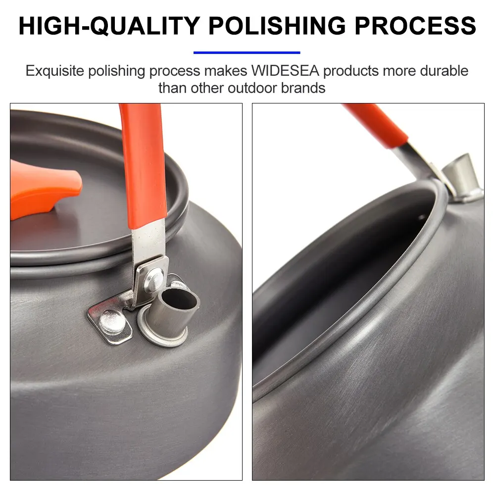 Widesea 1.1L 2L1.5L Camping Water Kettle Outdoor Coffee Kettle Tableware Picnic Set Supplies Equipment Utensils Tourism Cookware 4
