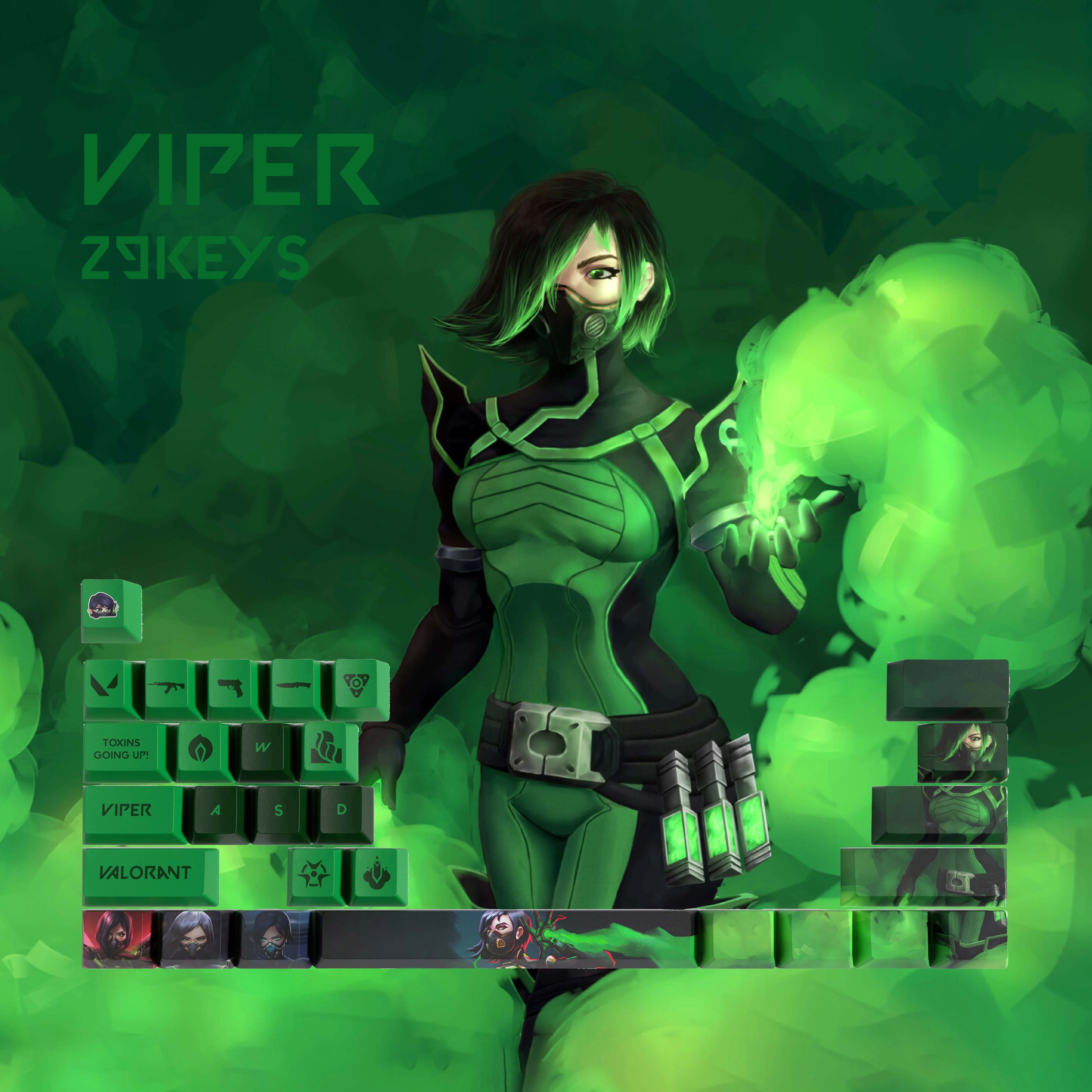 Vlaorant Keycaps Viper 29 Chaves Mini Conjunto Oem Perfil Pbt Corante Sub Keycaps