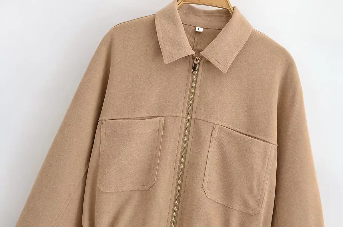 Women Spring Autumn Solid Coat Female Casual Lace-Up Short Outwear Lady Drawstring Slim Coat Fashion Elegant Jackets Streetwear