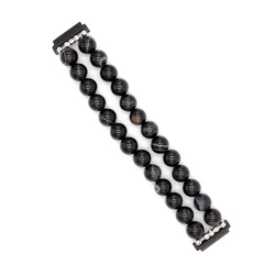 Elegant Beaded Jewelry Smartwatch Strap for Women - 20mm Bracelet Wristband (Black)