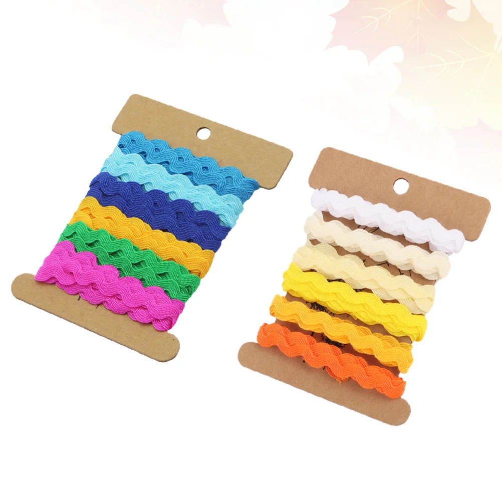 

2pcs Gift Wrapping Ribbon Polyester Wave Trim Ribbons DIY Multicolor Packing Ribbons for Birthday Wedding Party ( Style 1 )