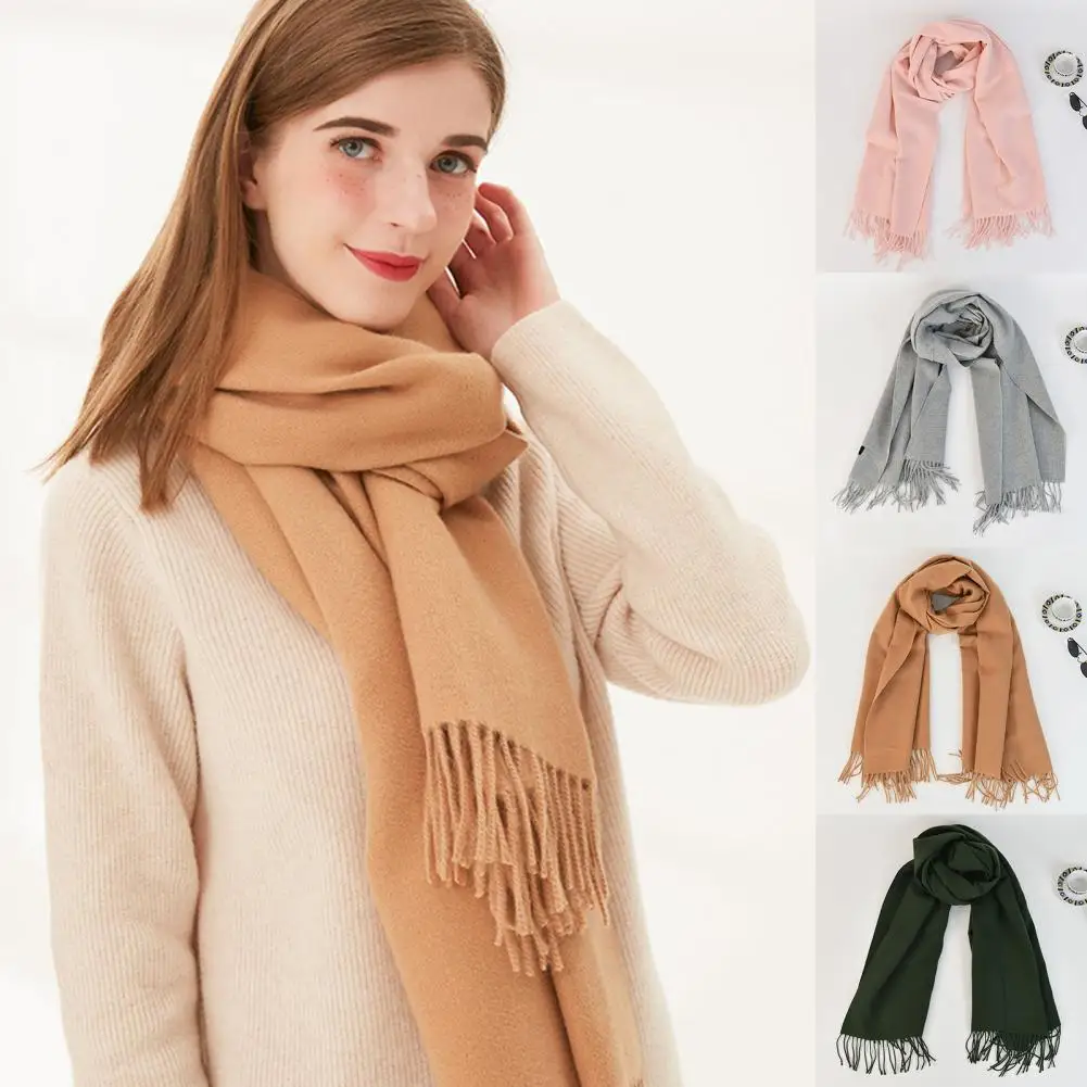 

Fashion women scarf thin shawls Solid Color Women Scarf Winter Hijabs Tassels Long Cashmere Like Pashmina Hijabs Scarves Wraps