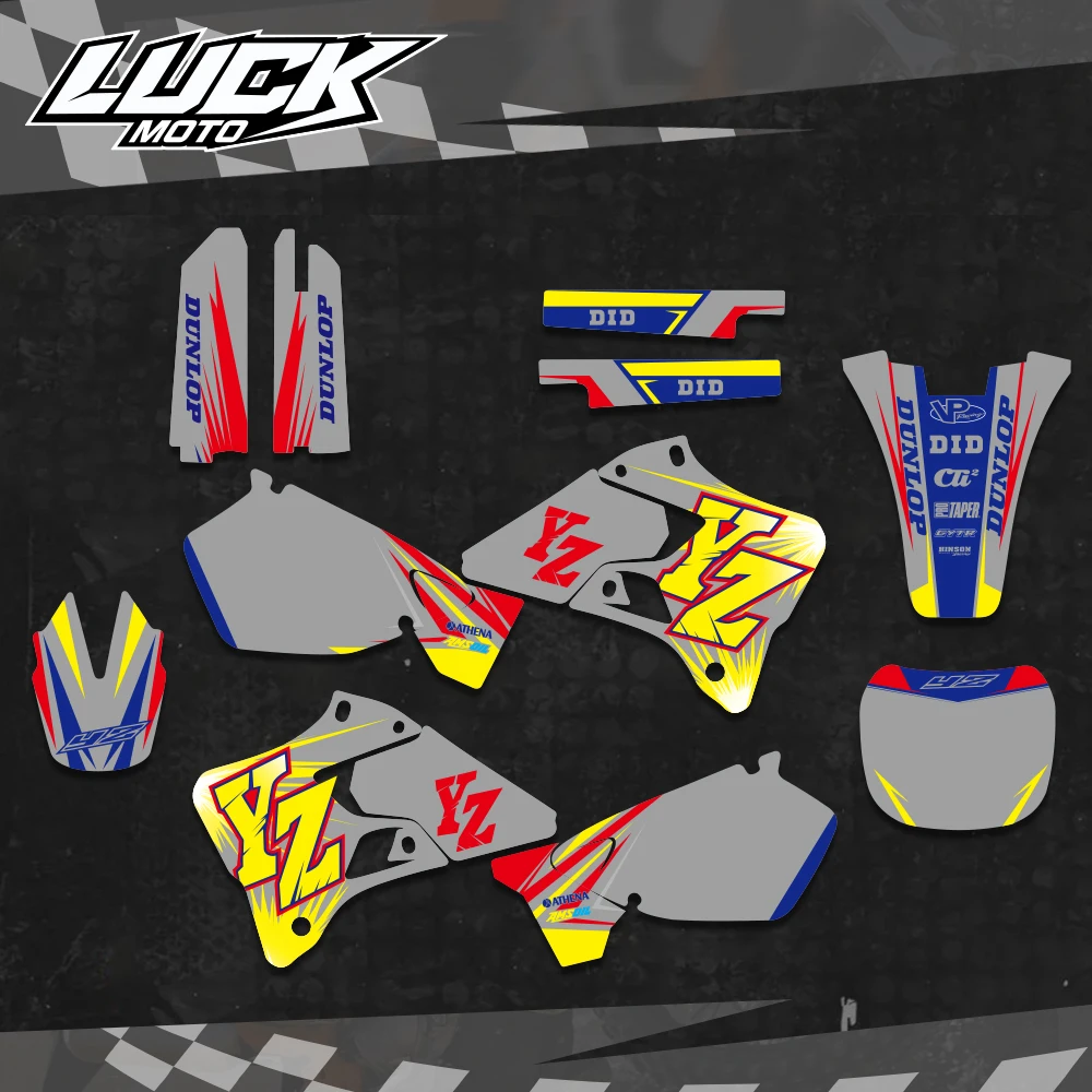 LUCKMOTO 그래픽 배경 스티커 데칼, 야마하 YZ125 YZ250 YZ 125 250 1996 1997 1998 1999 2000 2001