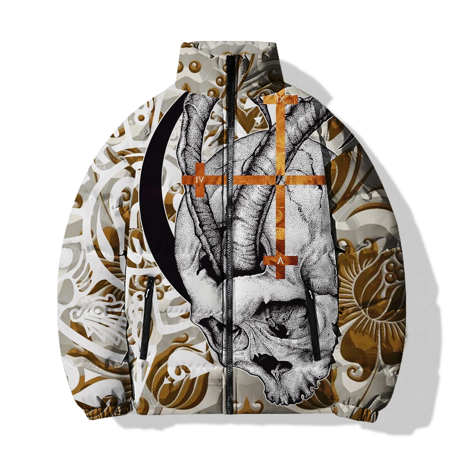 thumbnail image 1 of Abrigos y chaquetas de plumas para hombre Bone, cálidos, frescos, sin impuestos, productos modernos, nuevos, para hombre, 2024, con calavera de hoz, abrigos de invierno para hombre, parkas, 1 of 5