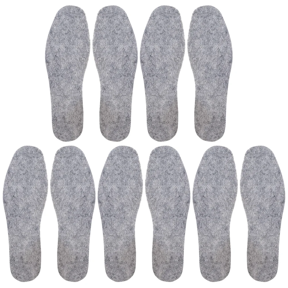 

5 Pairs of Winter Wool Insole Supple Shoe Cushions Warming Insoles Unisex Insoles